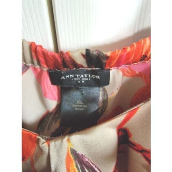 Ann Taylor Floral Cami Tank Top Blouse Size XL‎ Tan/Red Floral Adjustable - Picture 4 of 4